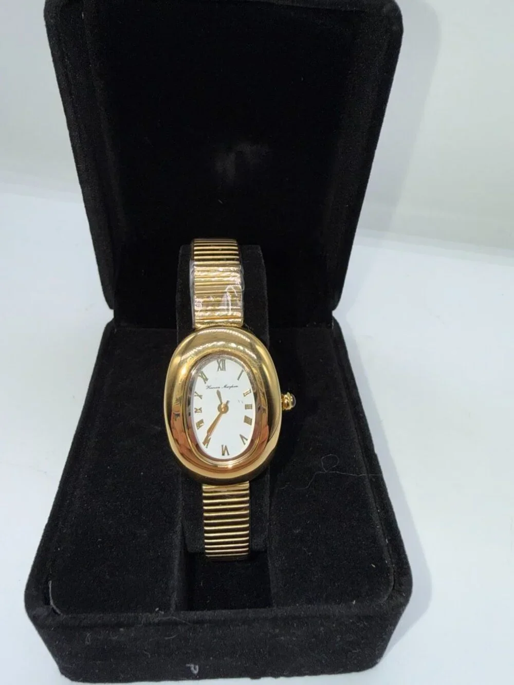 Heaven Mayhem Gold Tone Oval Watch Like New Working